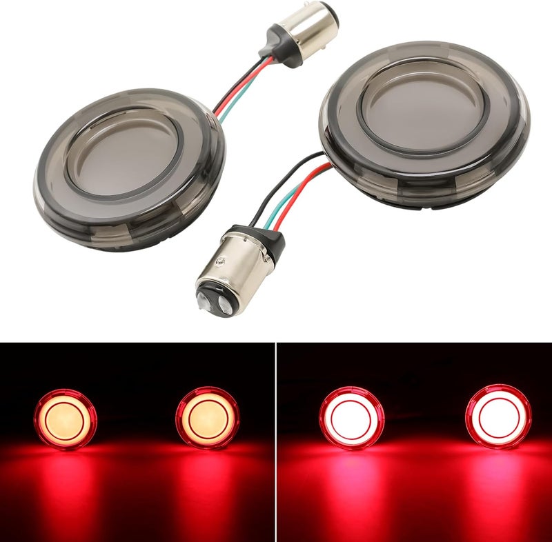 DREAMIZER إشارات دوران LED 1157 للدراجات النارية أمامية وخلفية 2 بوصة عدسة مدخنة أضواء تشغيل نهارية أضواء فرامل متوافقة مع هارلي سوفتيل تورينغ داينا سبورتستر رود كينج إلكترا جلايد - Image 2
